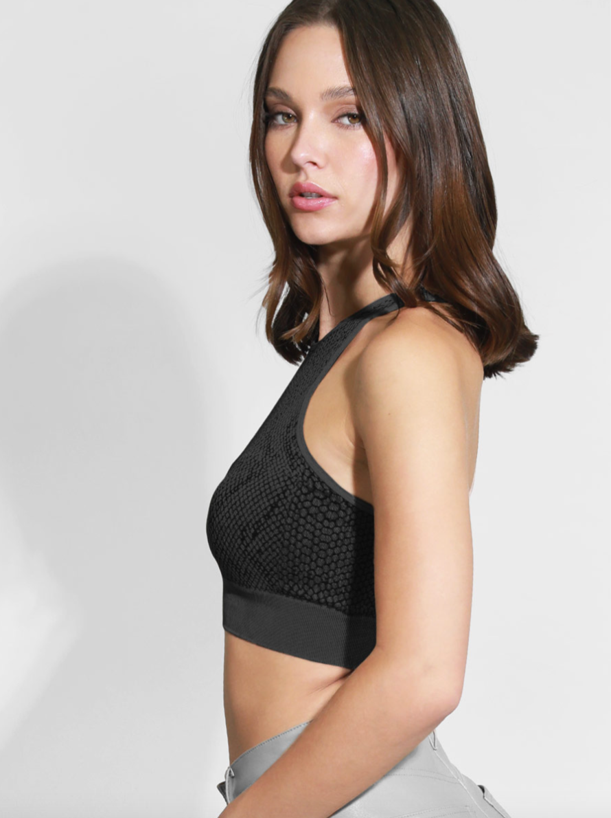 Lilith Snakeskin High Neck Bra Top